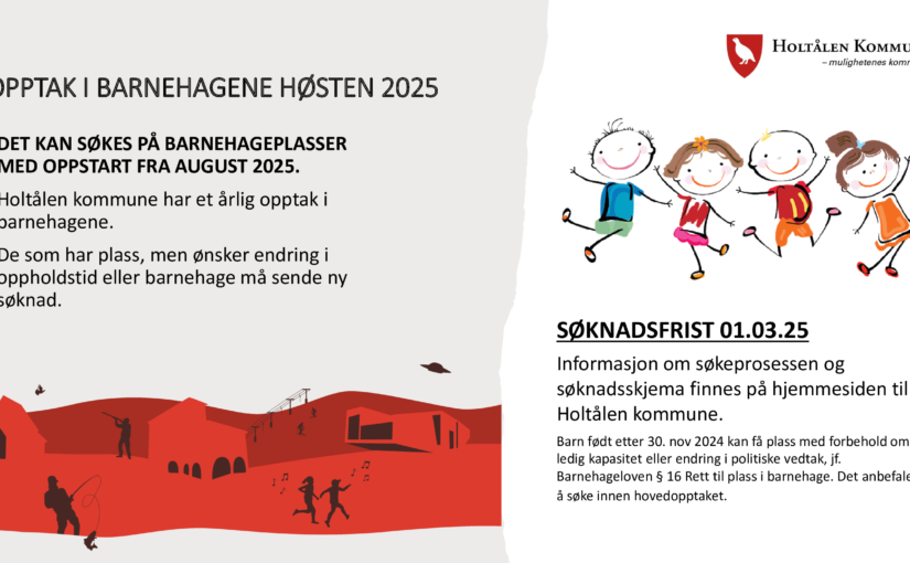 Opptak i barnehagene høsten 2025